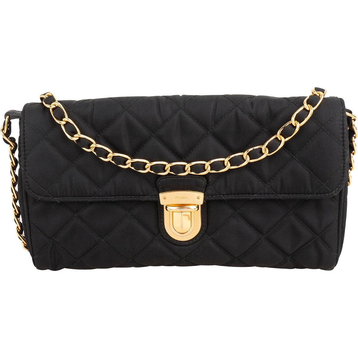 Prada Quilted Tessuto Nylon Chain Single Flap Crossbody Bag