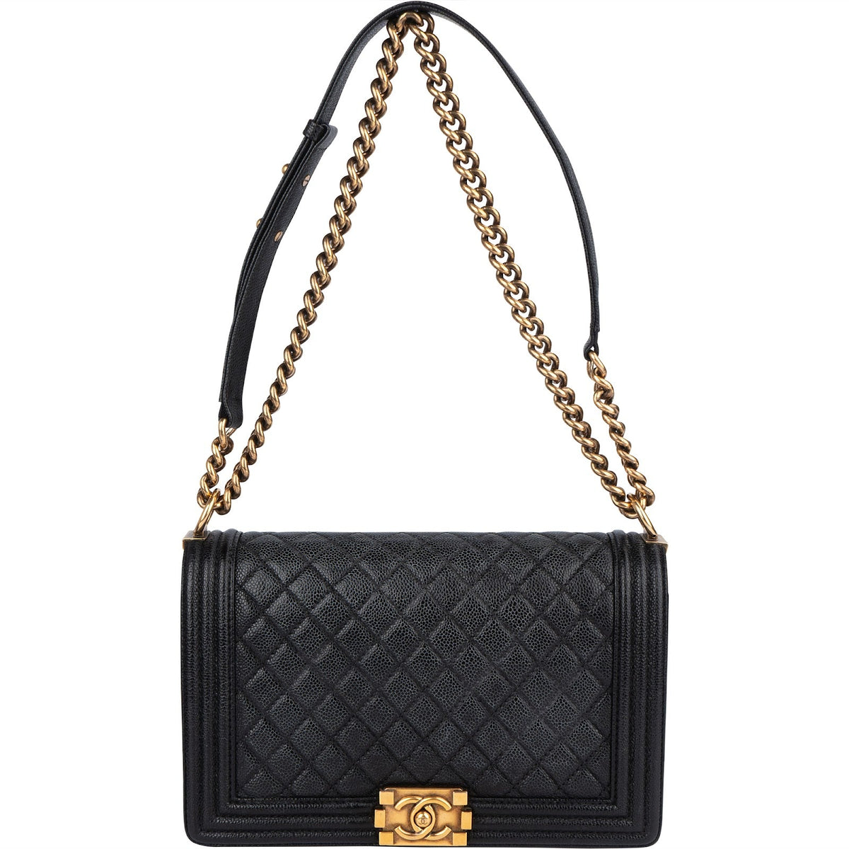 Chanel Quilted Caviar Leather Boy Single Flap Crossbody Bag