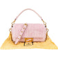Fendi Monogram FF Embossed Suede Baguette Crossbody Handbag
