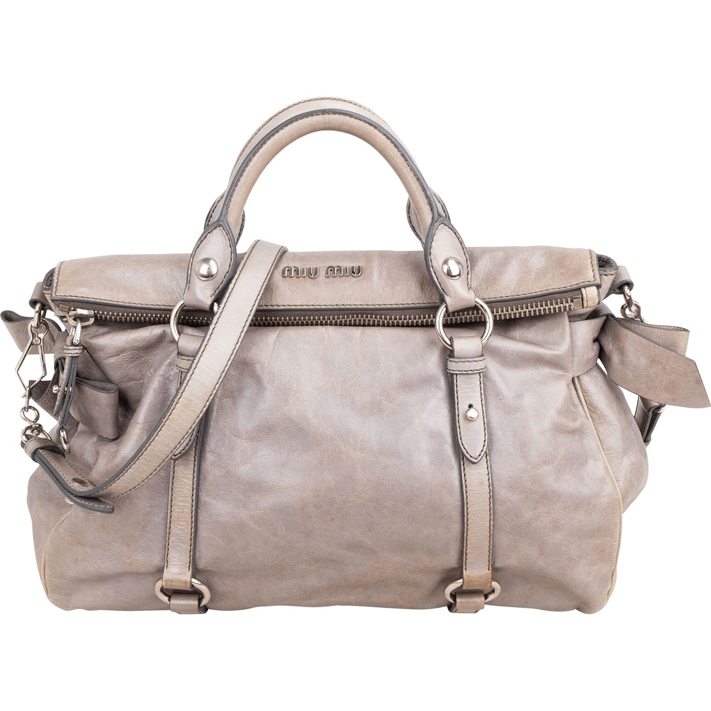 Miu Miu Vitello Lux Leather Bow Handbag