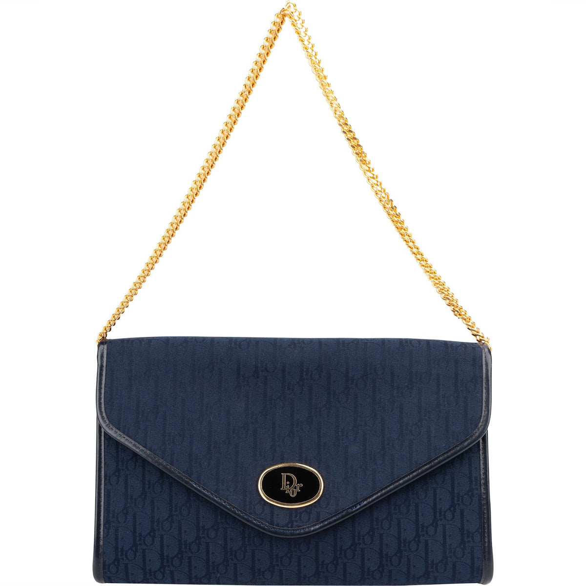 Christian Dior Blue Oblique Monogram Single Enevelope Flap Shoulder Bag