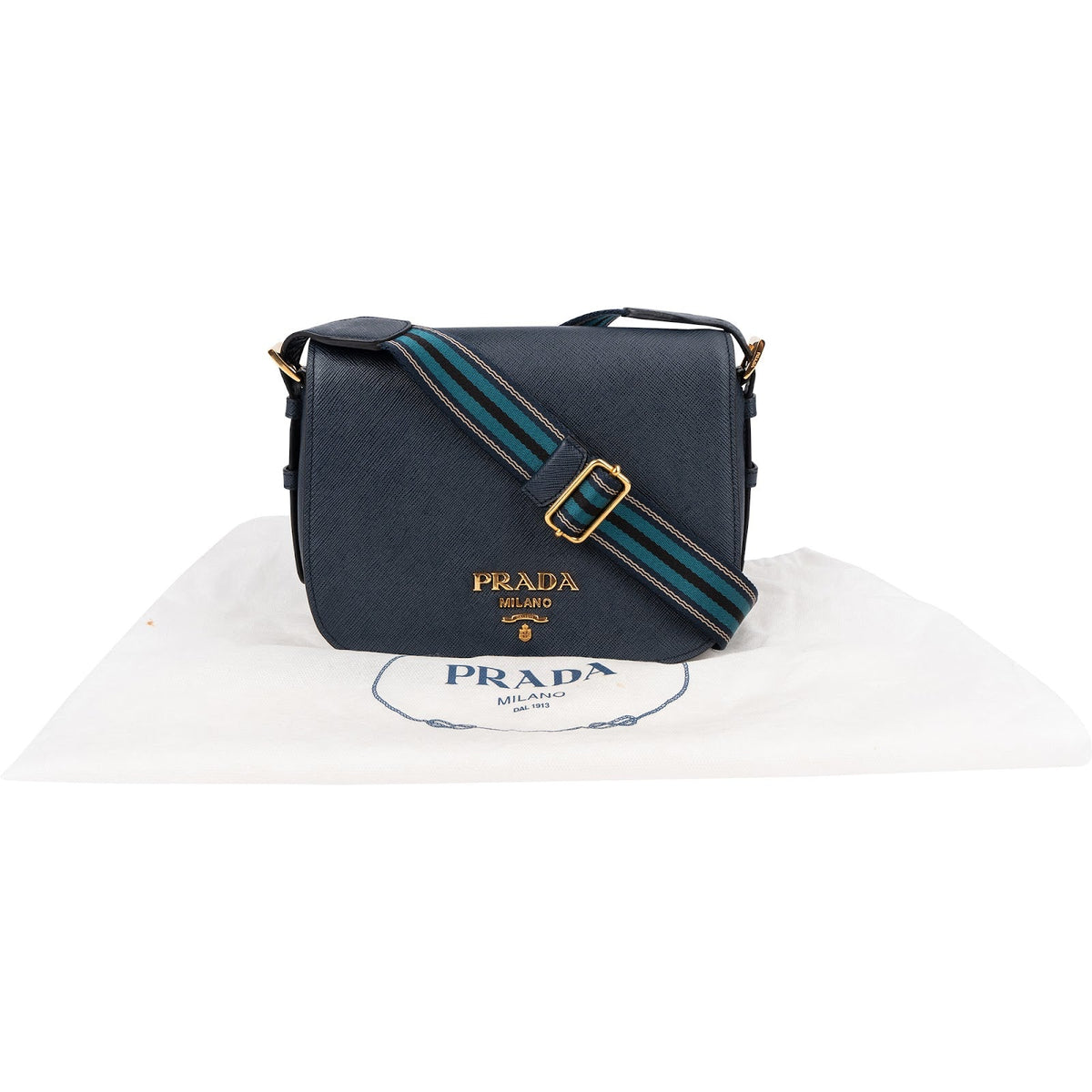 Prada Blue Saffiano Leather Shoulder Crossbody Bag