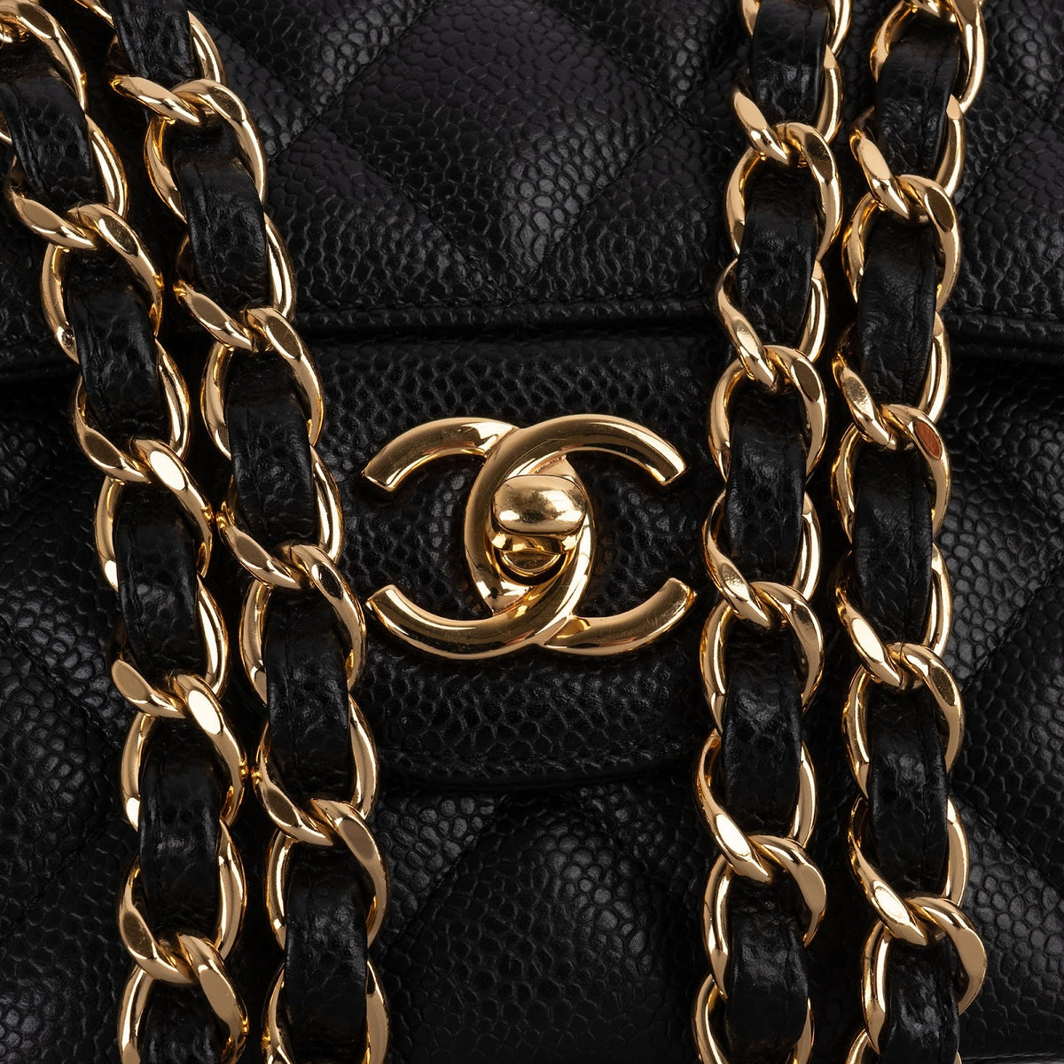 Chanel Quilted Caviar Leather Jumbo Double Flap Shoulder Bag