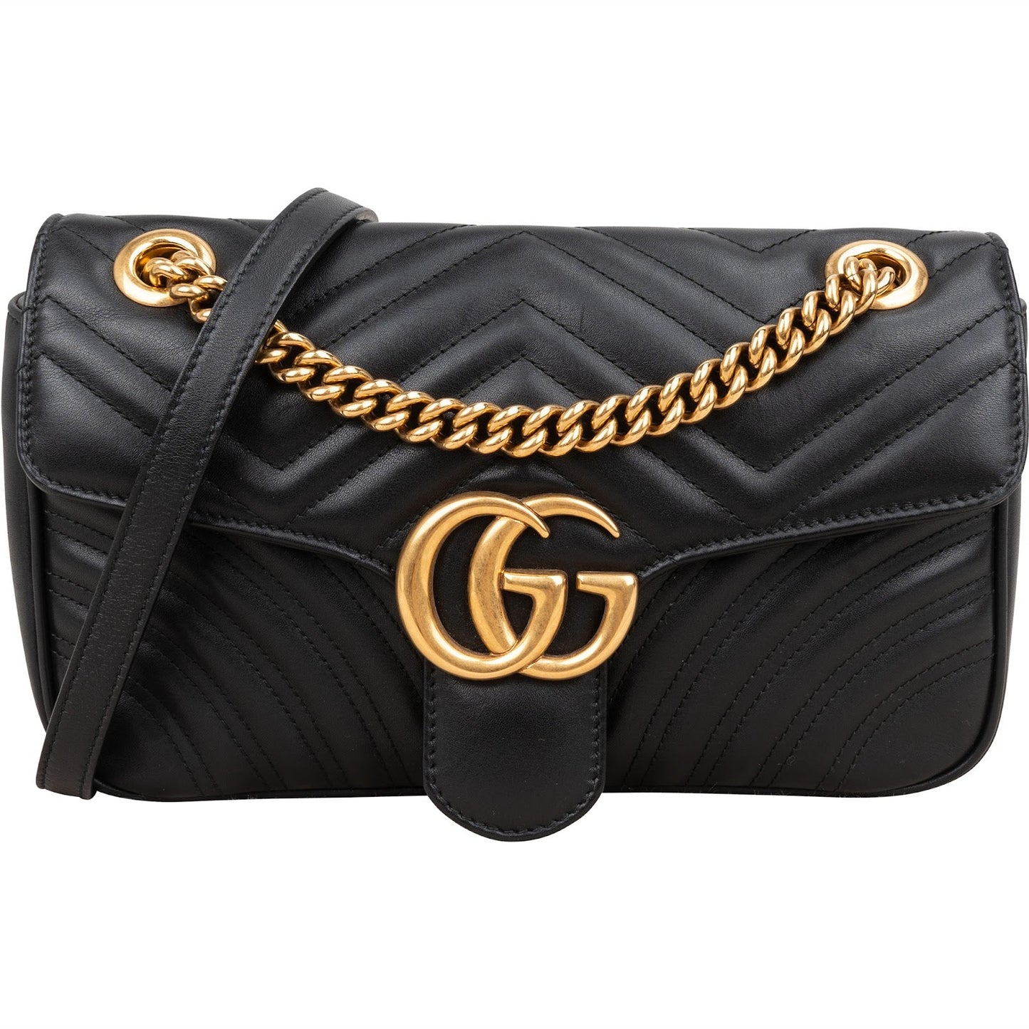 Gucci Chevron Leather GG Marmont Camera Crossbody Bag