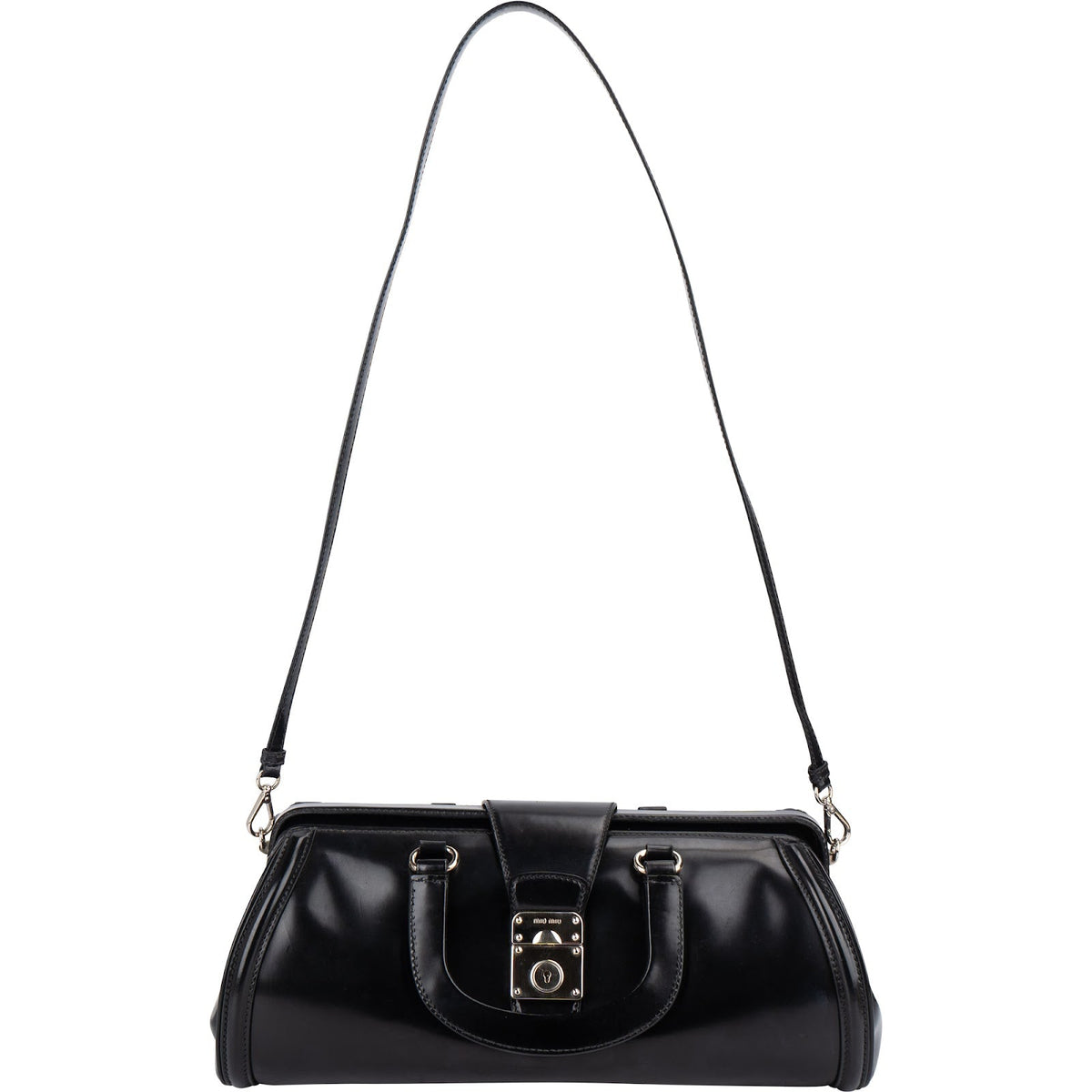 Miu Miu Spazzolato Leather Doctor Style Buckle Handbag