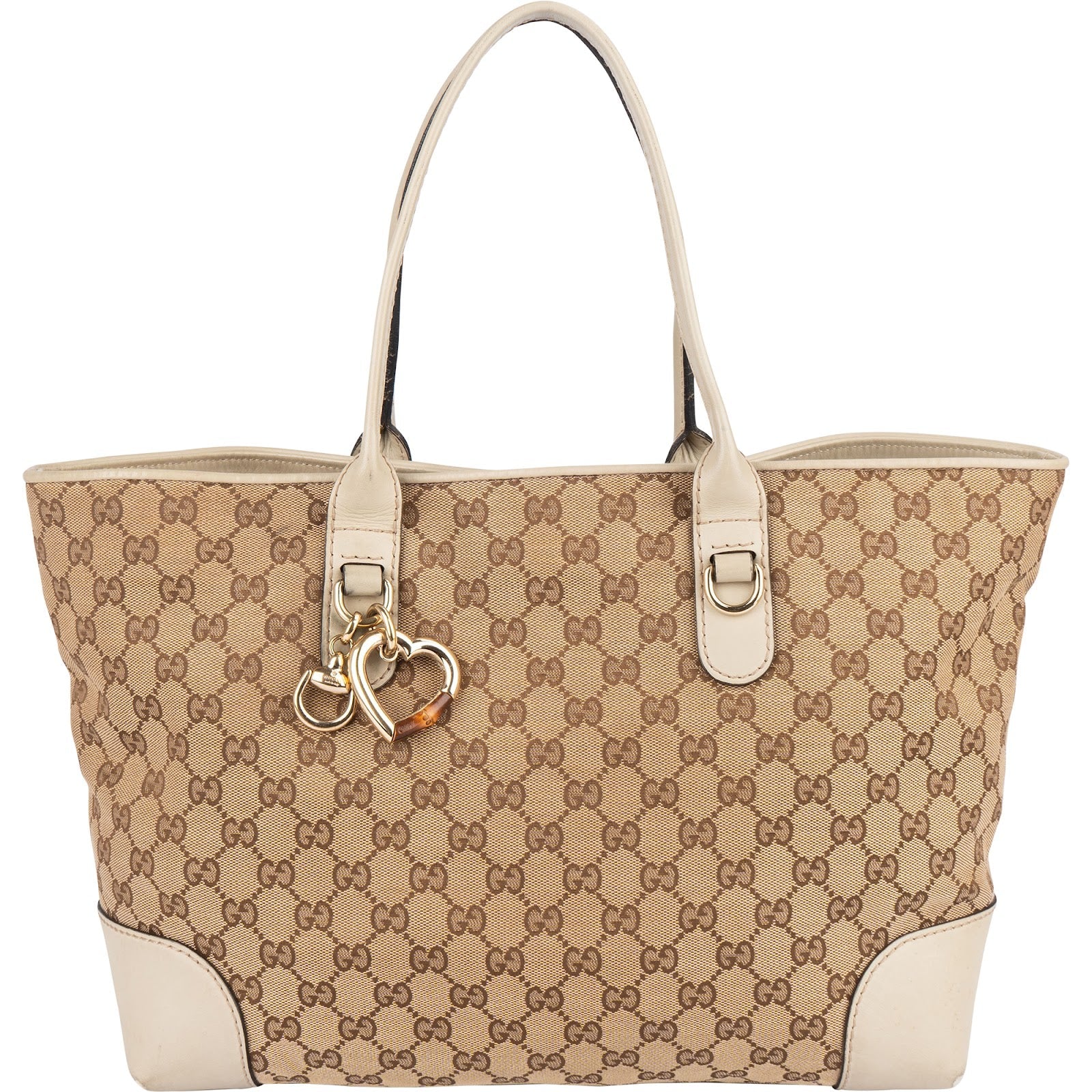 Gucci Monogram GG Canvas Lovely Heart Bit Tote Handbag
