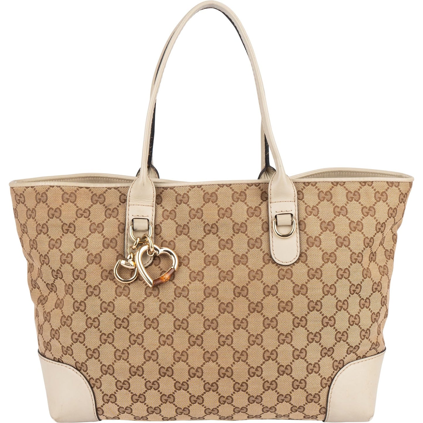 Gucci Monogram GG Canvas Lovely Heart Bit Tote Handbag