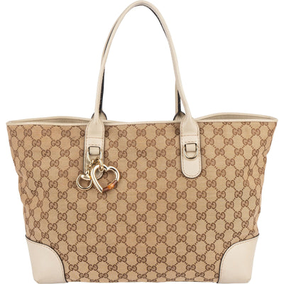 Gucci Monogram GG Canvas Lovely Heart Bit Tote Handbag