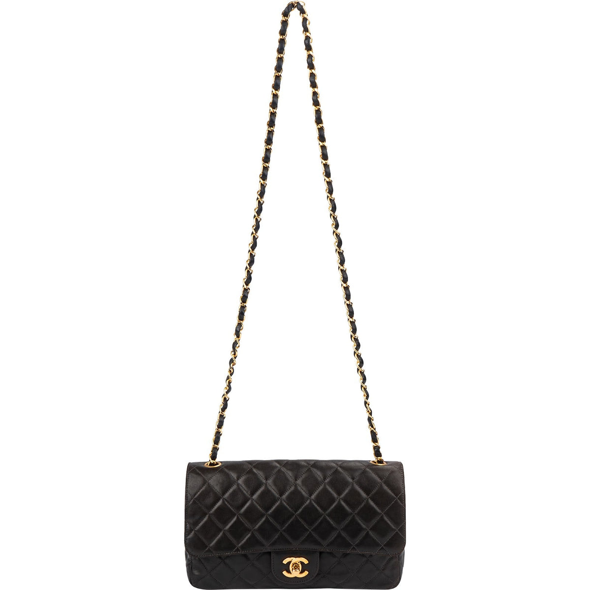Chanel Soft Quilted Lambskin 24K Gold Medium Single Flap Crossbody Bag
