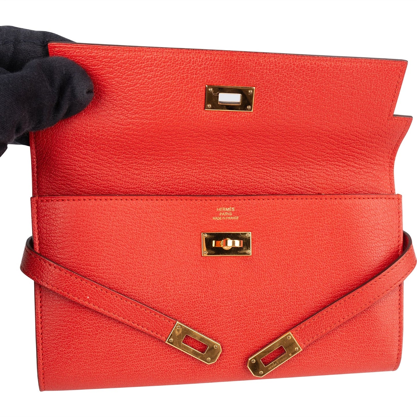 Hermès Red Clemence Leather Kelly Wallet
