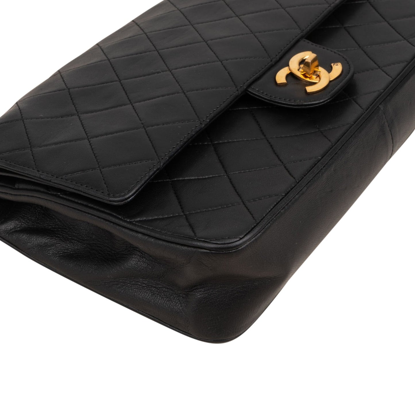 Chanel Quilted Lambskin 24K Gold Double Flap Shoulder Bag