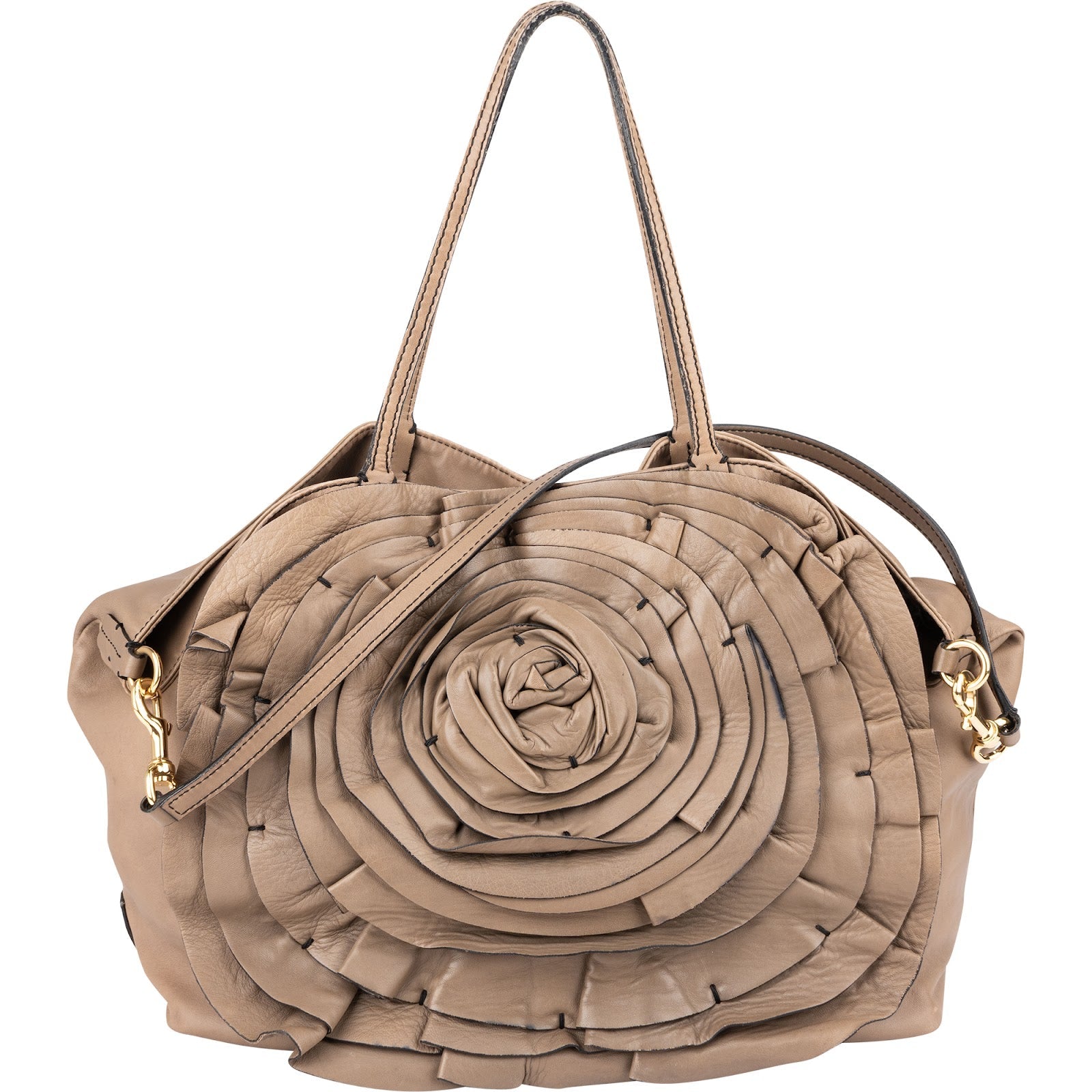 Valentino Garavani Leather Rose Large Tote Shoulder Bag