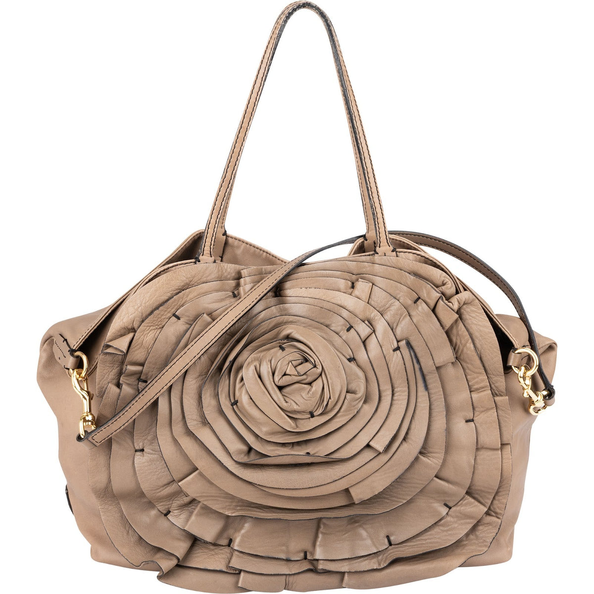 Valentino Garavani Leather Rose Large Tote Shoulder Bag