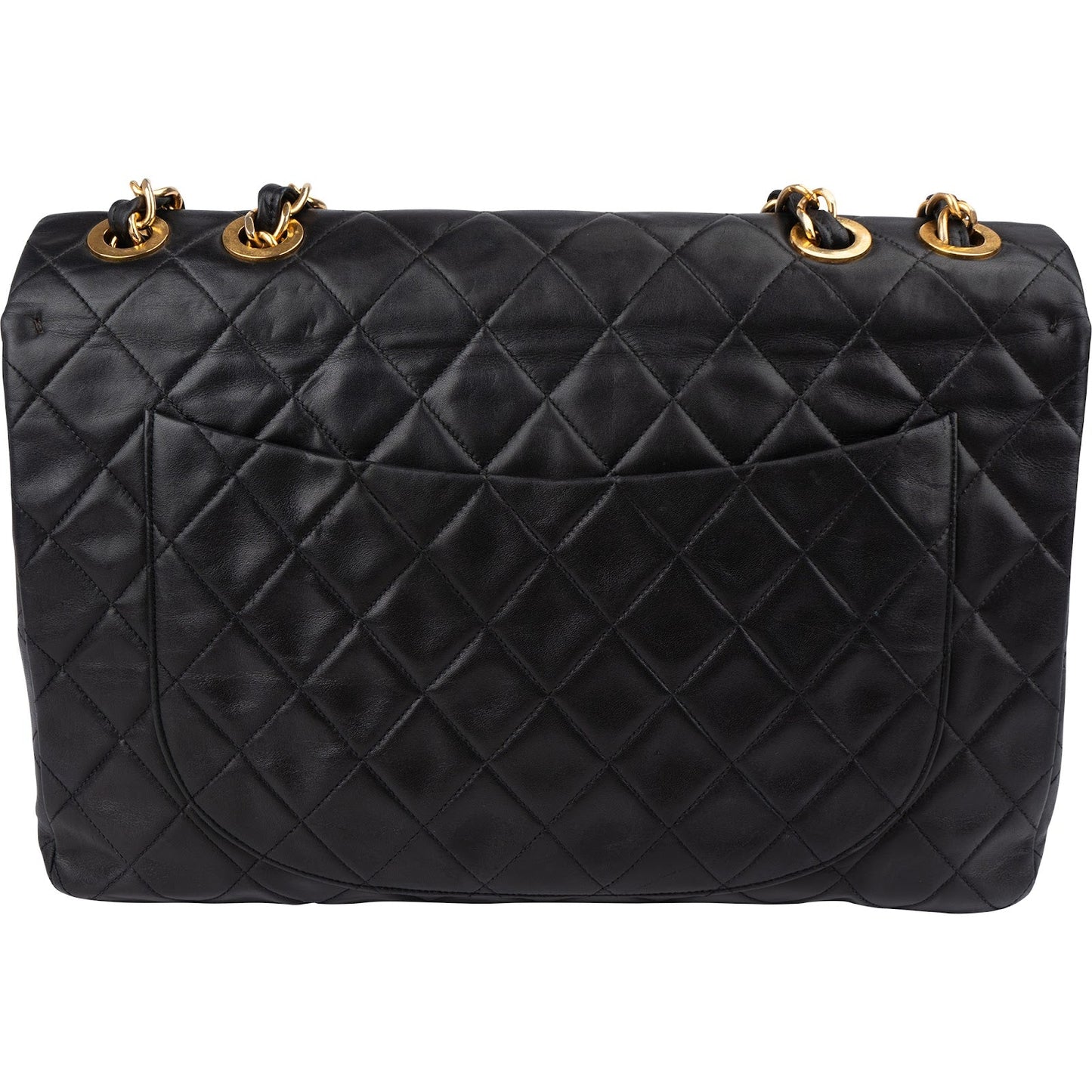 Chanel Quilted Lambskin 24K Gold Maxi Single Flap Crossbody Bag