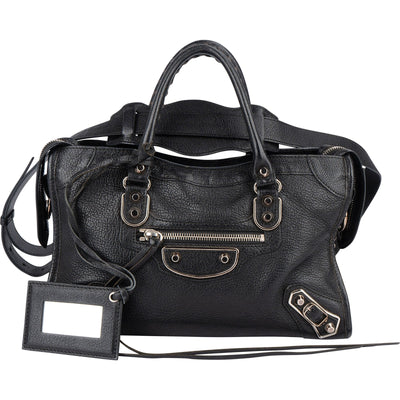Balenciaga Black Leather Mini City Handbag