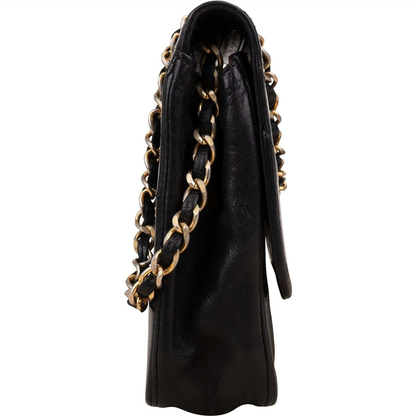 Chanel Chevron Lambskin 24K Gold Single Flap Shoulder Bag
