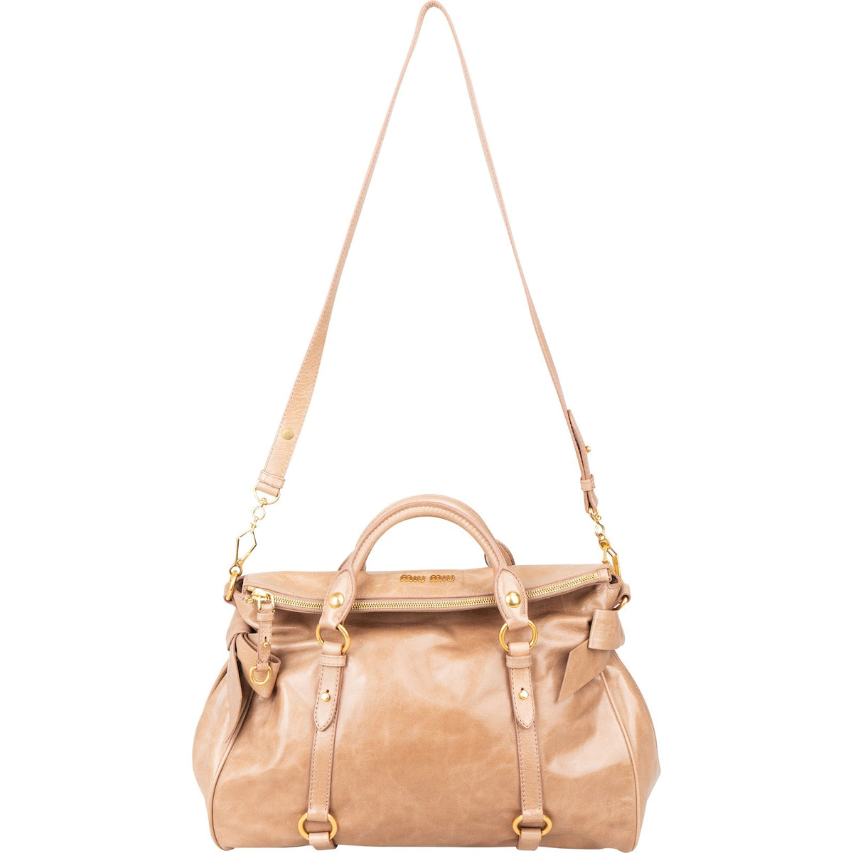 Miu Miu Vitello Lux Leather Bow Satchel Handbag