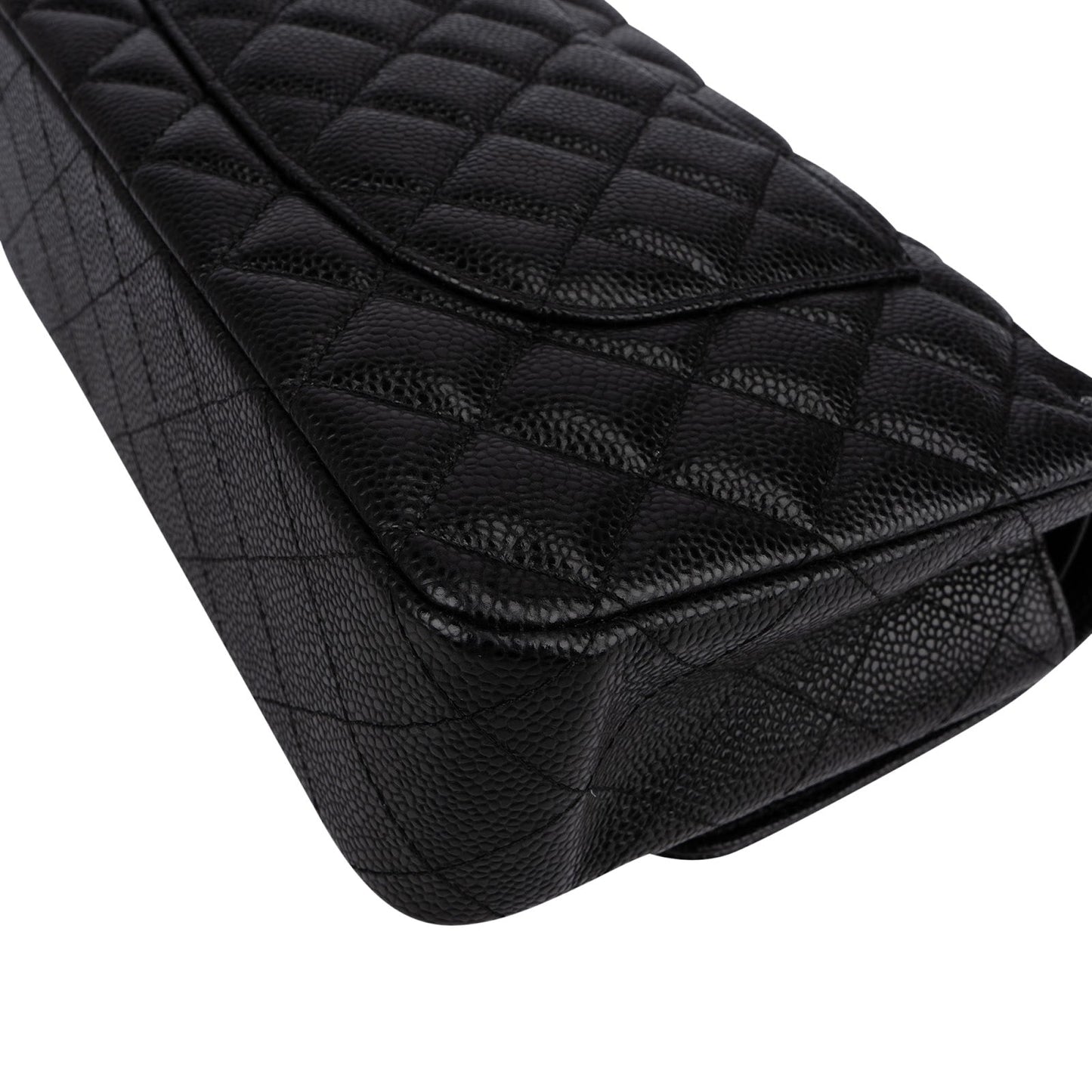 Chanel Quilted Caviar Leather Palladium Medium Double Flap Shoulder Bag