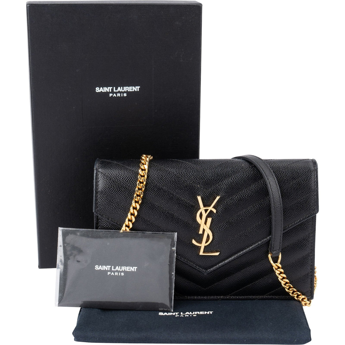 Saint Laurent Grain De Poudre Monogram Wallet On Chain Crossbody Bag