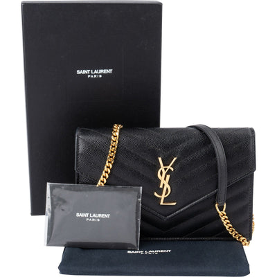 Saint Laurent Grain De Poudre Monogram Wallet On Chain Crossbody Bag