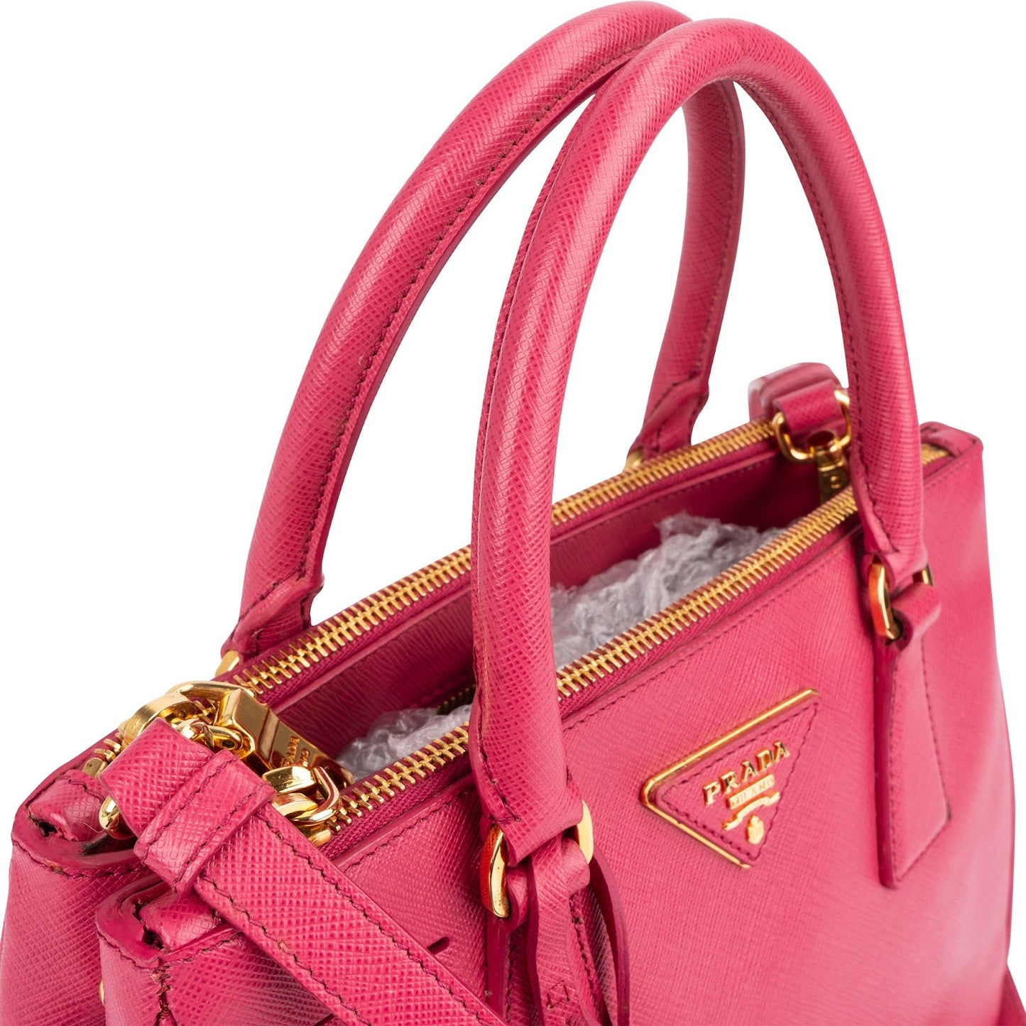 Prada Pink Saffiano Leather Small Galleria Handbag