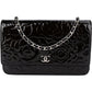 Chanel Patent Embossed Leather Camellia Wallet On Chain Crossbody Bag