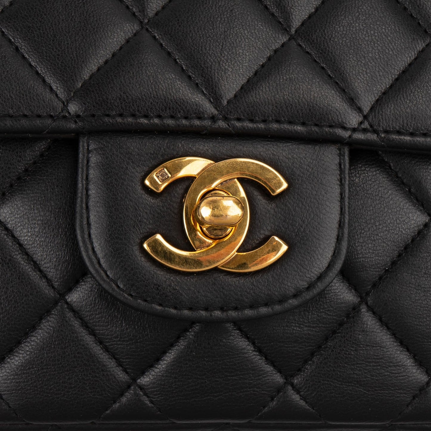 Chanel Quilted Lambskin Top Handle 24K Gold Single Flap Handbag