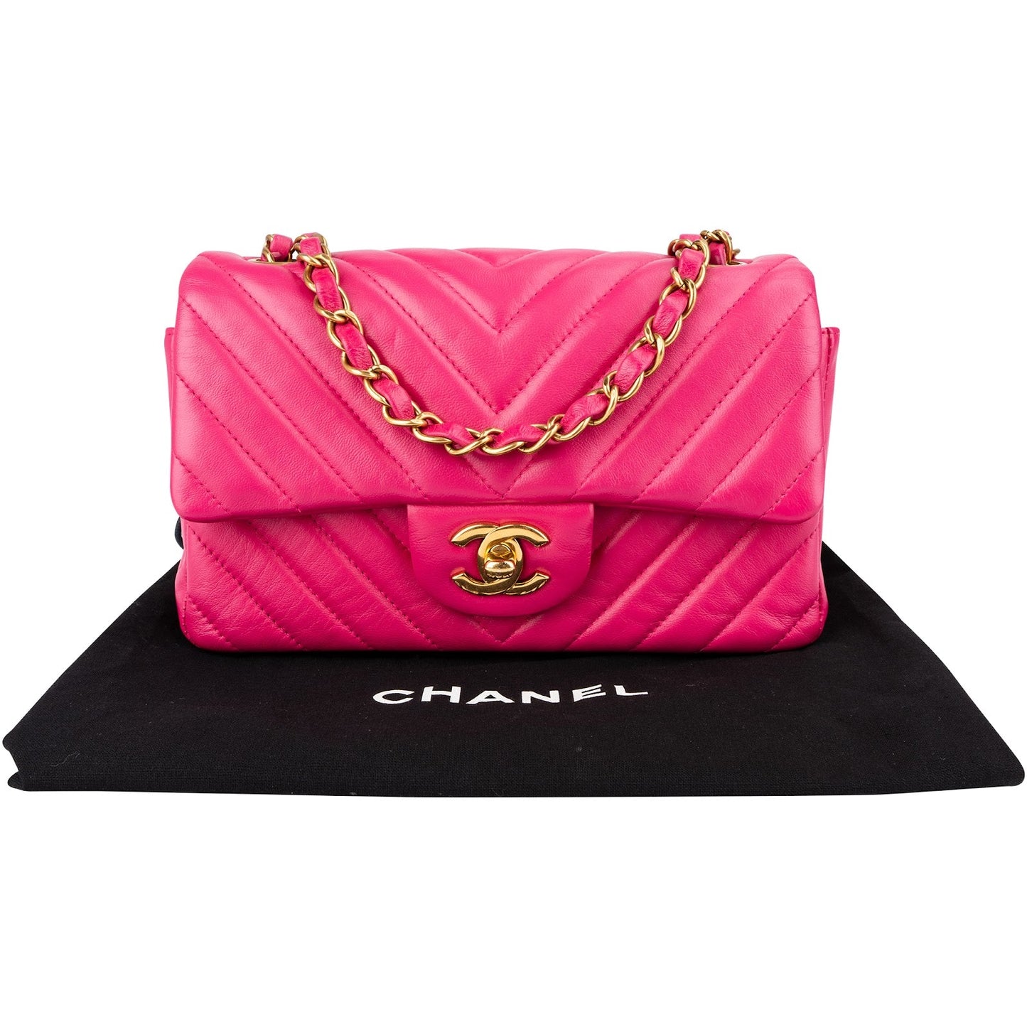 Chanel Quilted Chevron Lambskin Small Single Flap Crossbody Bag