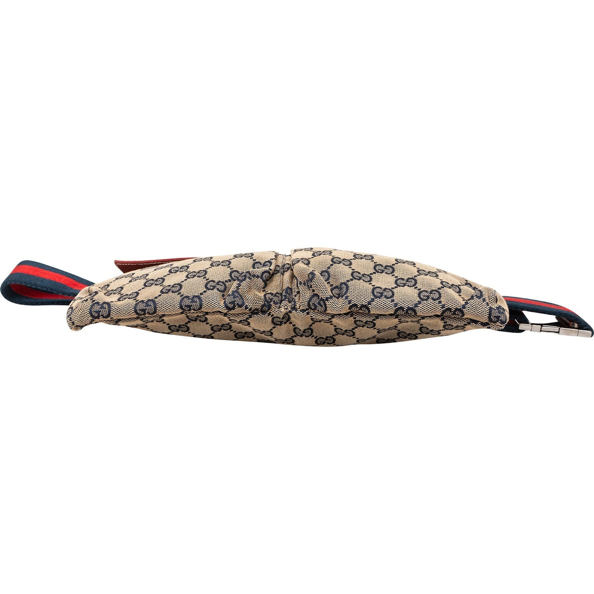 Gucci Grained Leather Monogram GG Canvas Web Stripe Crossbody Belt Bag