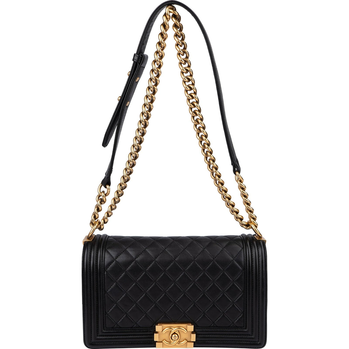 Chanel Quilted Lambskin Medium Boy Single Flap Crossbody Bag