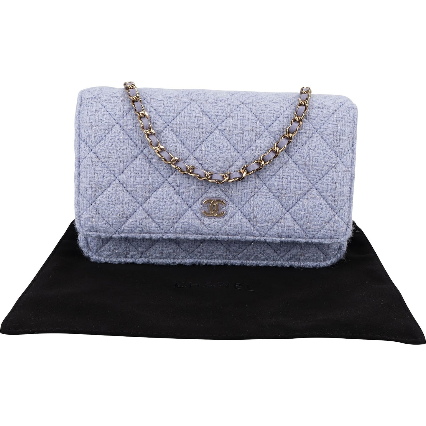 Chanel Quilted Tweed Wallet on Chain Crossbody Bag