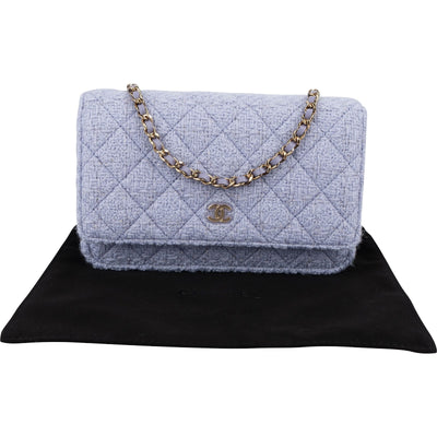 Chanel Quilted Tweed Wallet on Chain Crossbody Bag