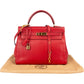Hermès Rouge Courchevel Leather Kelly 32 Handbag