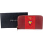 Prada Saffiano Leather Heart Print Zip Around Wallet