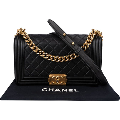 Chanel Quilted Lambskin Medium Boy Single Flap Crossbody Bag