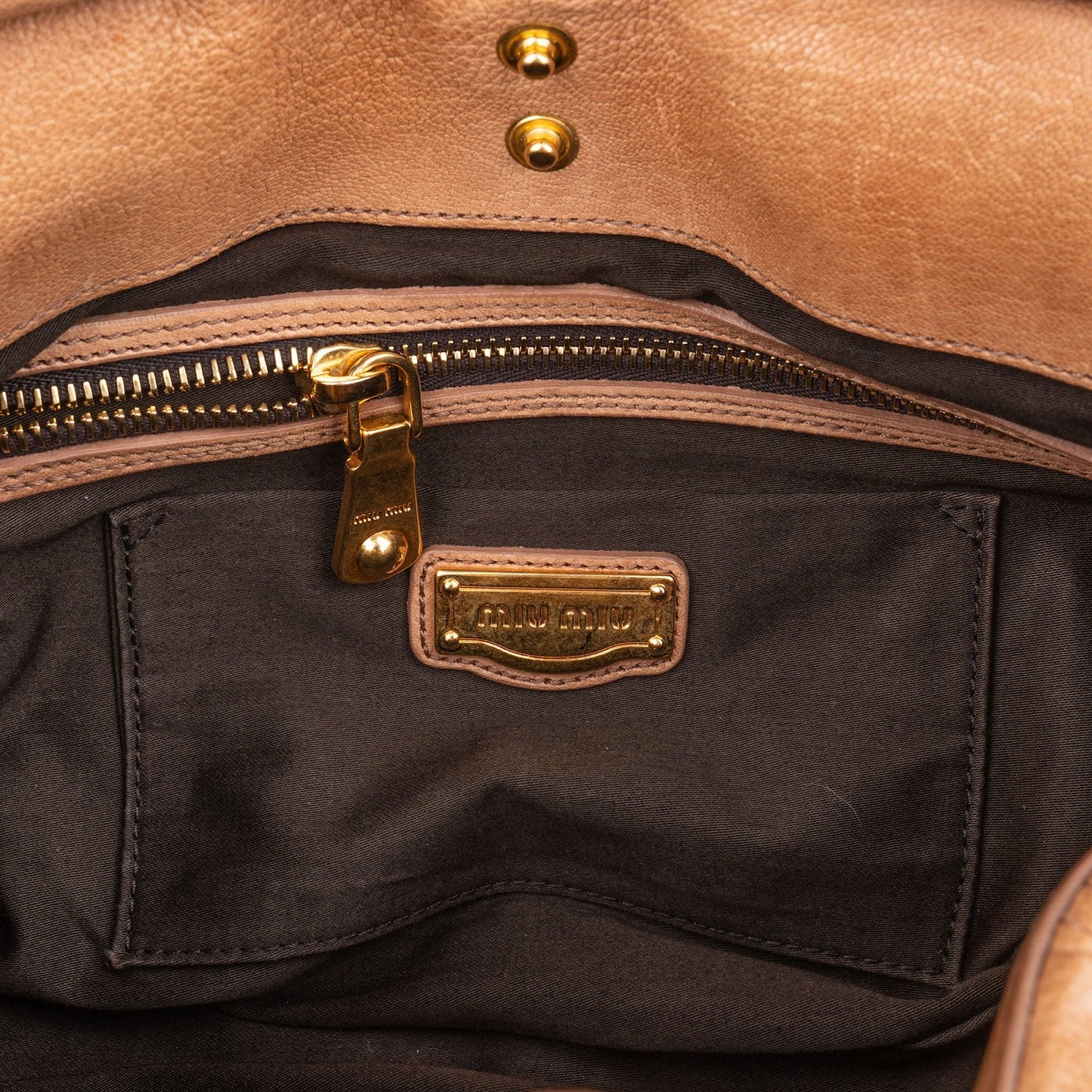 Miu Miu Brown Matelasse Leather Coffer City Handbag
