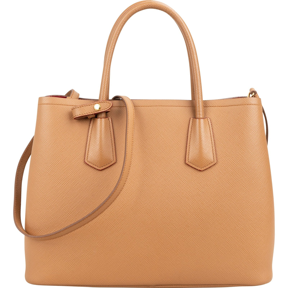Prada Saffiano Cuir Leather Double Tote Handbag