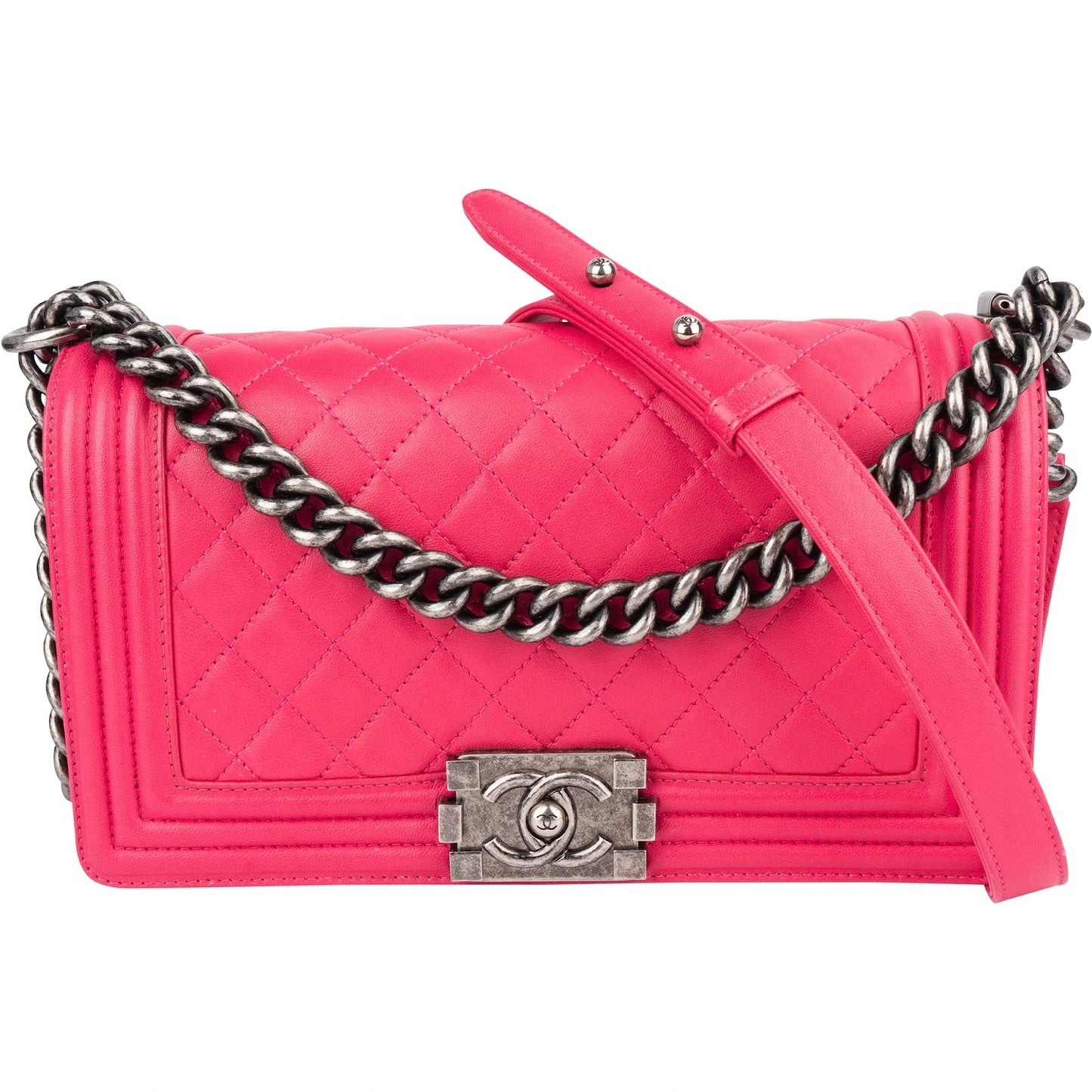 Chanel Quilted Lambskin Single Flap  Boy Crossbody Bag