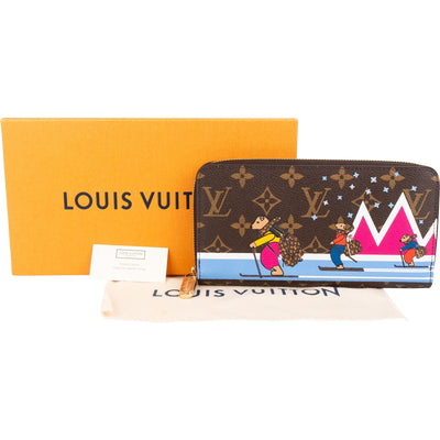 Louis Vuitton Monogram Canvas Illustre Xmas Skating Bears Mount Bleu Zippy Wallet