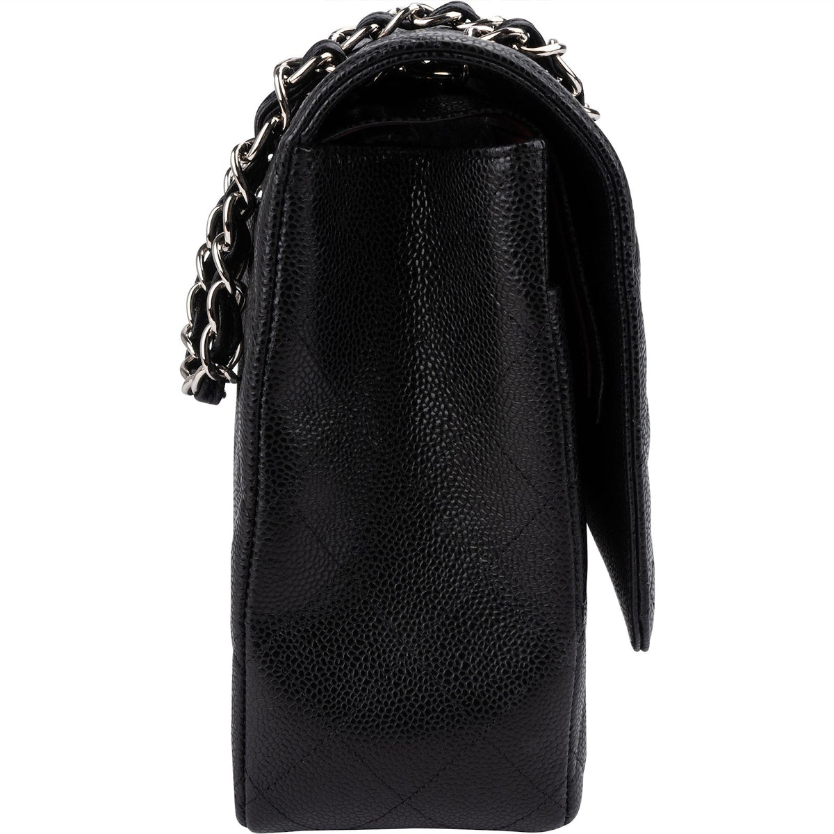 Chanel Quilted Caviar Leather Palladium Maxi Double Flap Crossbody Bag