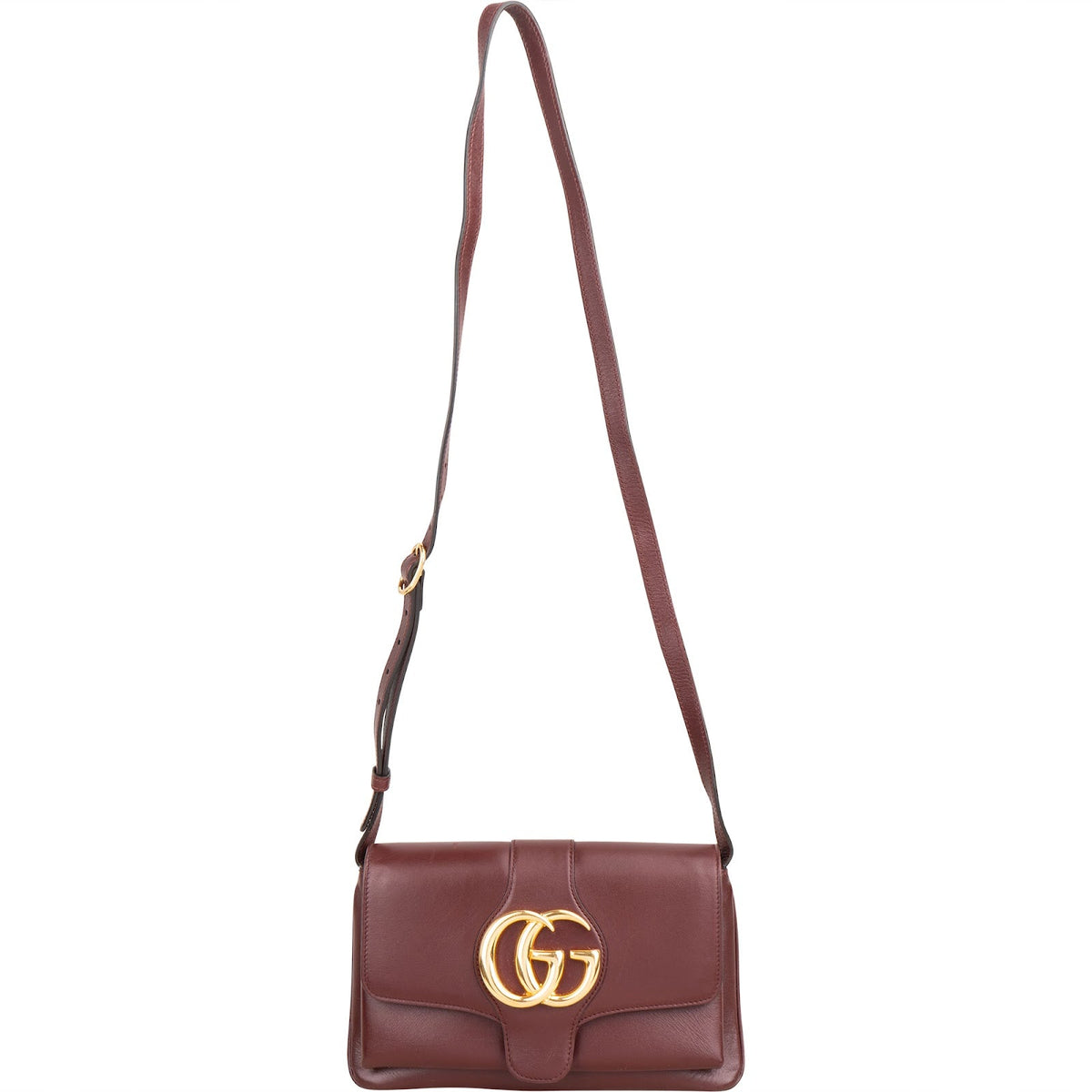 Gucci Bordeaux Leather GG Arli Small Crossbody Bag