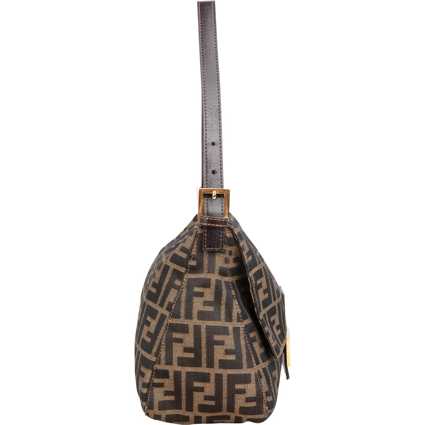 Fendi Monogram FF Zucca Canvas Baguette Mamma Hobo Shoulder Bag