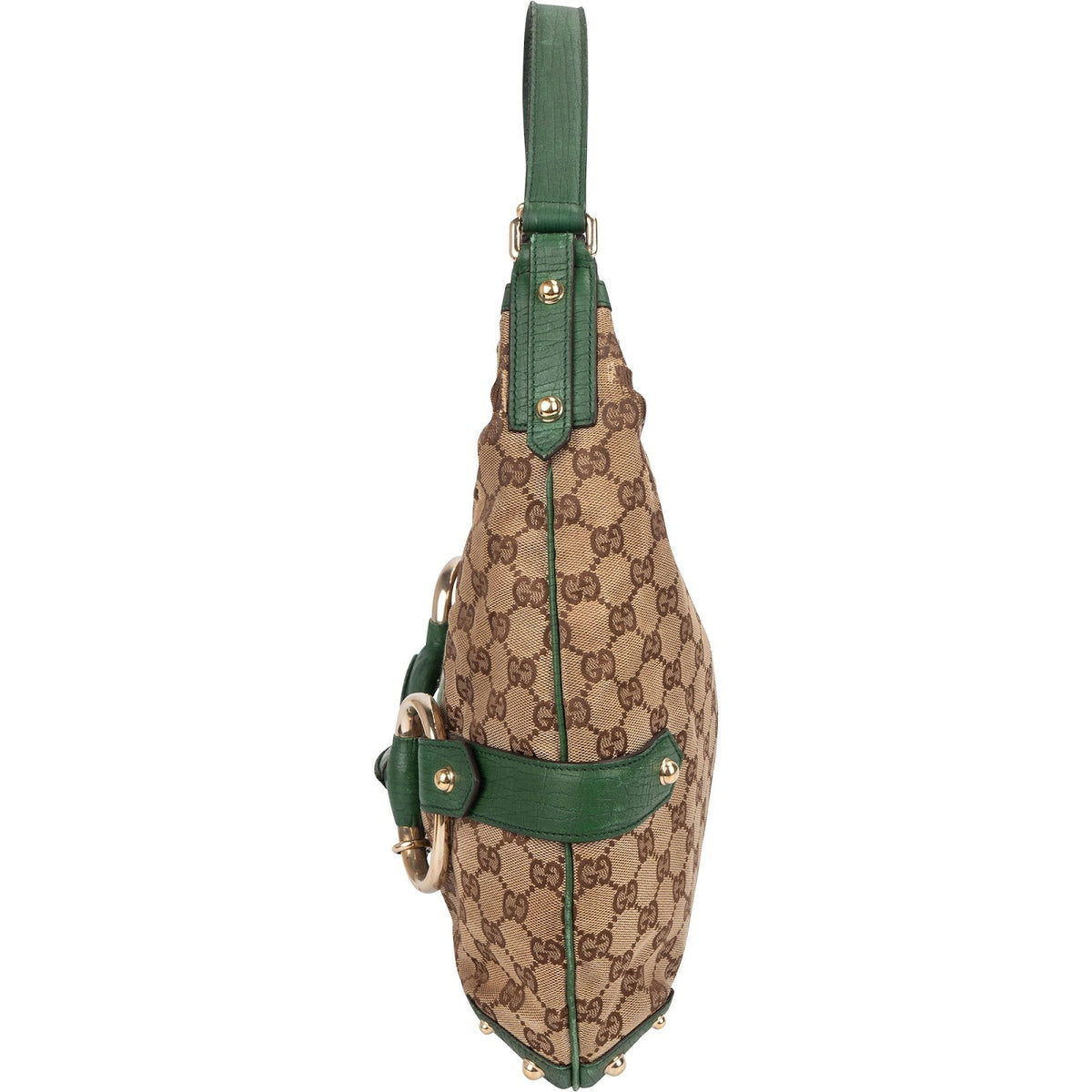 Gucci Monogram GG Web Stripe Horsebit Hobo Shoulder Bag