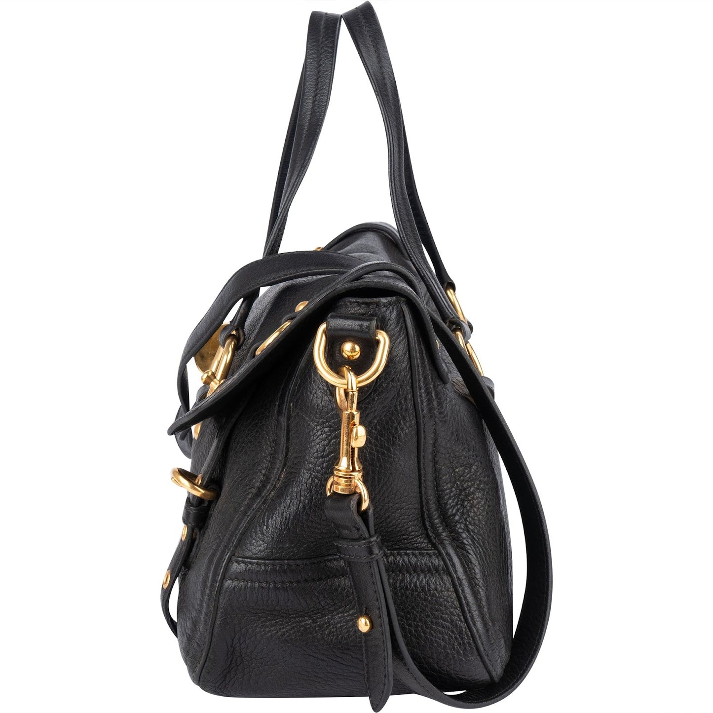 Miu Miu Vitello Lux Leather Coffer Satchel Handbag