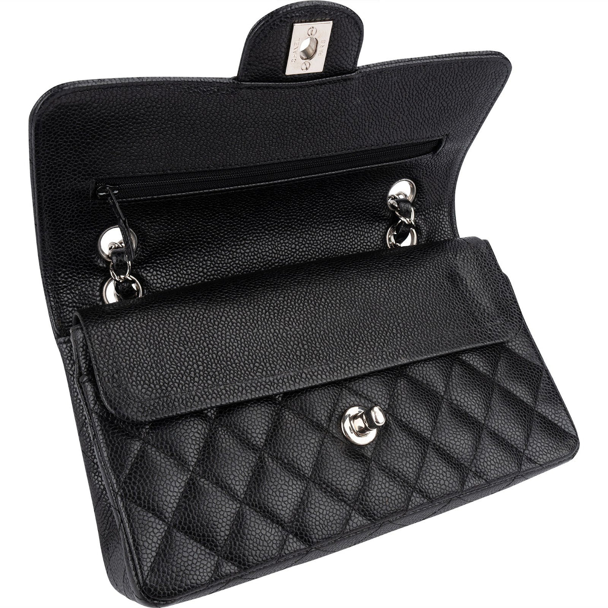 Chanel Quilted Caviar Leather Small Double Flap Shoulder Bag