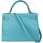 Hermès Taurillon Clemence Leather Gold Kelly 32 Handbag Blue Saint-Cyr