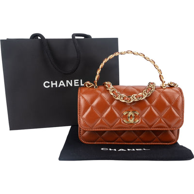 Chanel Quilted Lambskin Single Flap Wallet on Chain Crossbody Bag