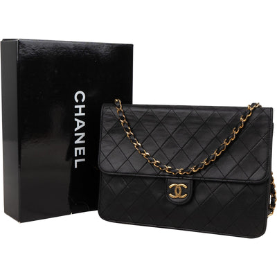 Chanel Quilted Lambskin 24K Gold Single Flap Shoulder Bag