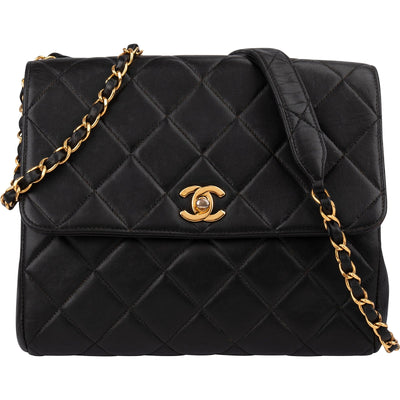 Chanel Quilted Lambskin Rectangular Single Flap Crossbody Bag