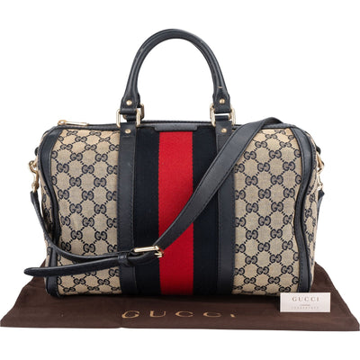Gucci Monogram GG Canvas Web Boston Handbag